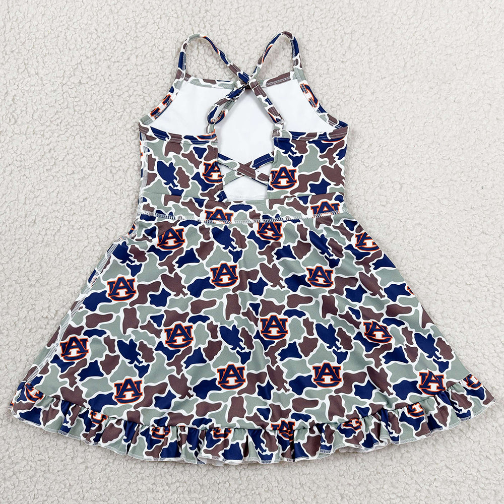 Baby Girls Dress Strap Camo AU Team Yoga Active Shorts Ruffle Knee Length Dresses GSD3588