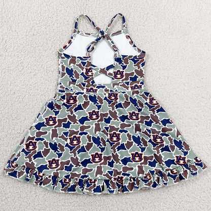 Baby Girls Dress Strap Camo AU Team Yoga Active Shorts Ruffle Knee Length Dresses GSD3588