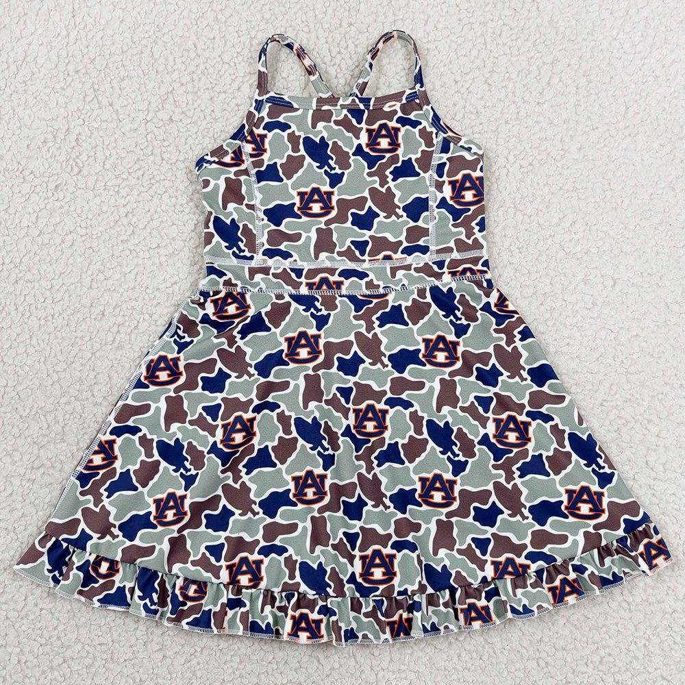 Baby Girls Dress Strap Camo AU Team Yoga Active Shorts Ruffle Knee Length Dresses GSD3588