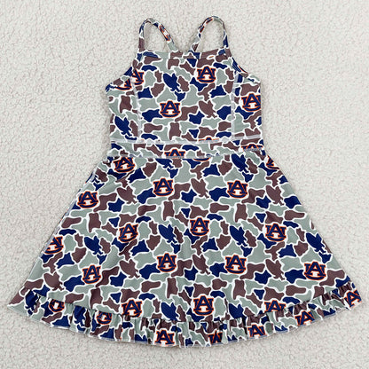 Baby Girls Dress Strap Camo AU Team Yoga Active Shorts Ruffle Knee Length Dresses GSD3588