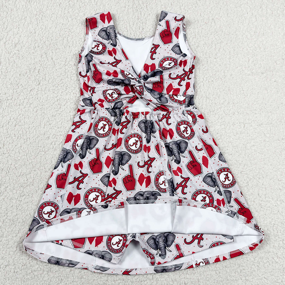 Baby Girls Dress Elephants A Bows Team Yoga Active Shorts Knee Length Dresses GSD3582