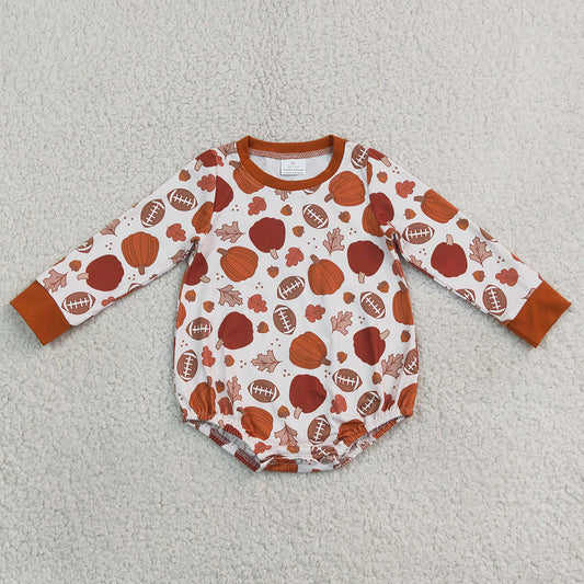 Baby Boys Rompers Long Sleeve Football Pumpkins Fall Romper LR3235