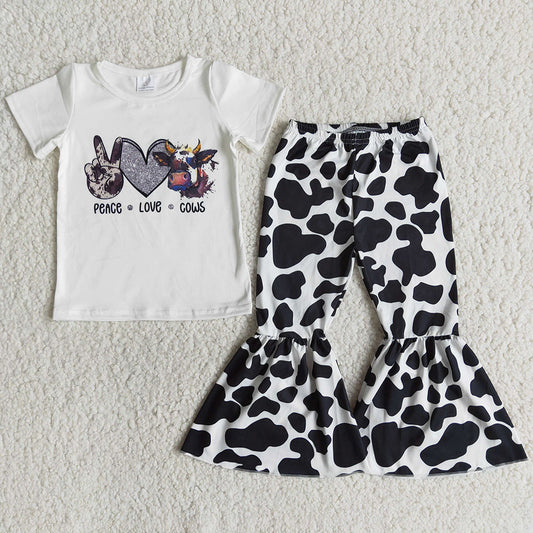 Hot Sale Kids Clothes Girls Bell Bottom Outfit Cute Toddler Girl Clothes Set E12-26