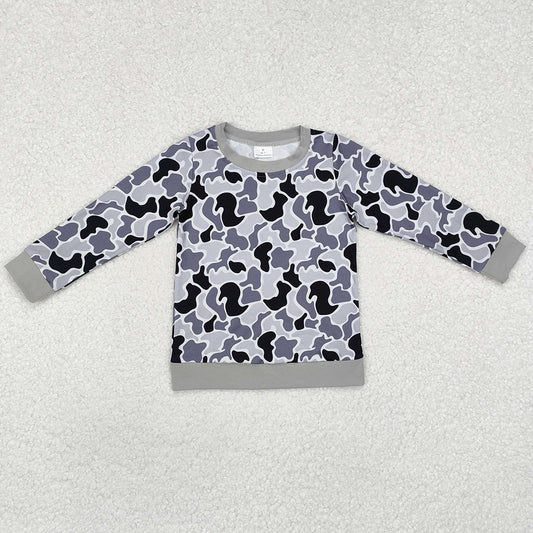 Baby Boys Clothes Grey Camouflage Long Sleeve Tee Shirts Tops BT1061