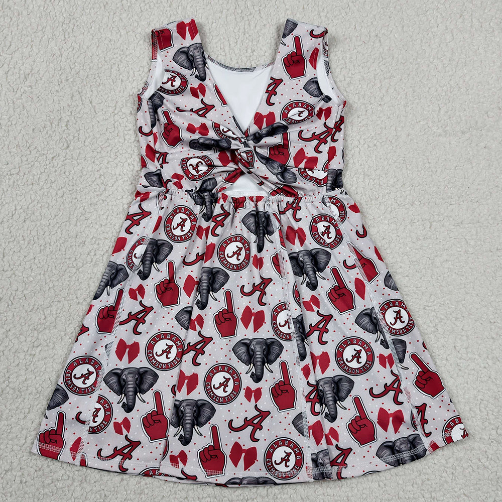 Baby Girls Dress Elephants A Bows Team Yoga Active Shorts Knee Length Dresses GSD3582