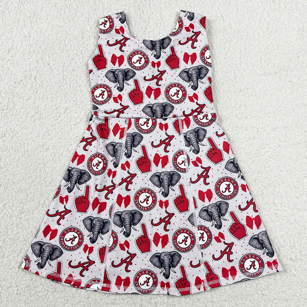 Baby Girls Dress Elephants A Bows Team Yoga Active Shorts Knee Length Dresses GSD3582