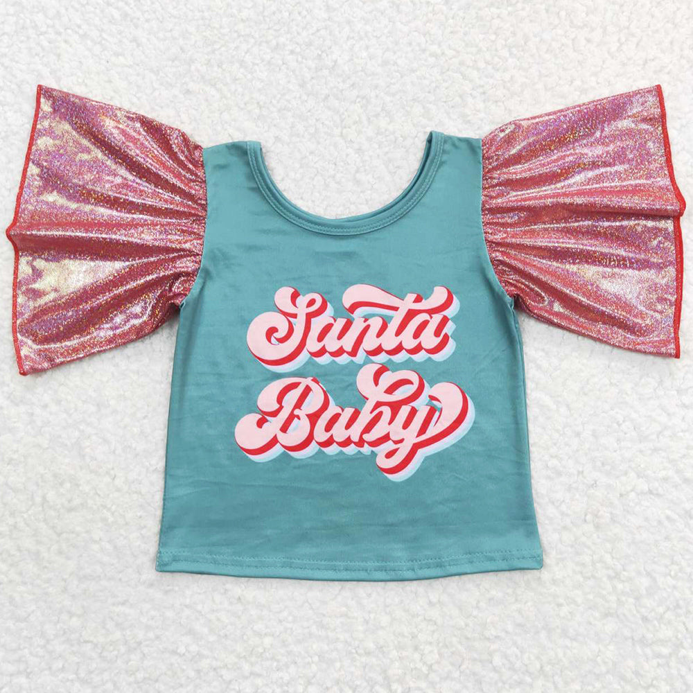 Christmas Girls Clothes Tops Santa Baby T-shirts GT0286