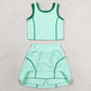 Baby Girls Clothes Aqua Sleeveless Vest Top Skirt Shorts Yoga Active Clothes Sets GSD2671