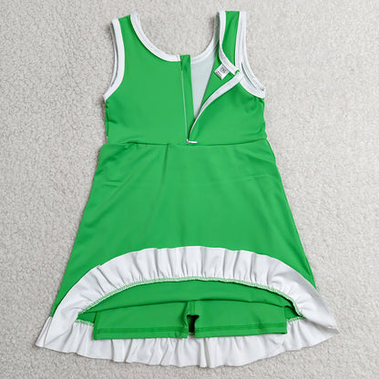 Baby Girls Dress Green White Sleeveless Yoga Active Short Knee Length Dress GSD4143