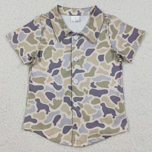 Baby Boys Clothes Southern Dogs Camo Hunting Button Shirts Top BT1563 1.1