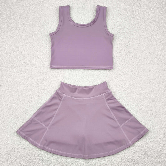 Baby Girls Clothes Grey Purple Yoga Vest Top Sports Skorts Skirts Sets GSD1980 4.10