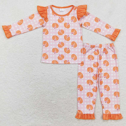 Baby Girls Pajamas Orange Pumpkin Top Pants Bamboo Pajamas Sets BLP0584 GLP1362