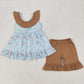 Baby Girls Clothes Sleeveless Dogs Ducks Tunic Khaki Ruffle Shorts Sets GSSO2385