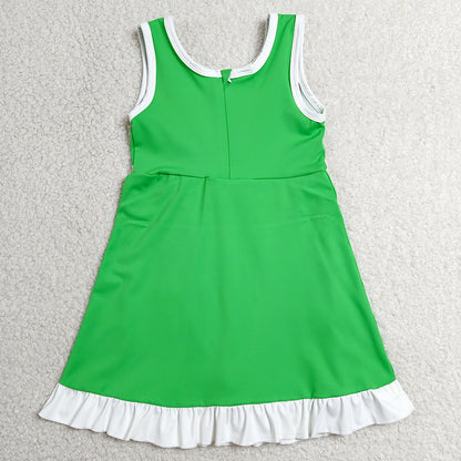 Baby Girls Dress Green White Sleeveless Yoga Active Short Knee Length Dress GSD4143