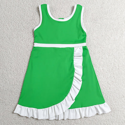 Baby Girls Dress Green White Sleeveless Yoga Active Short Knee Length Dress GSD4143