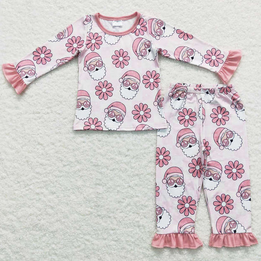 Santa Claus Print Baby Girls Pajamas Christmas Sleepwear Sets GLP0713