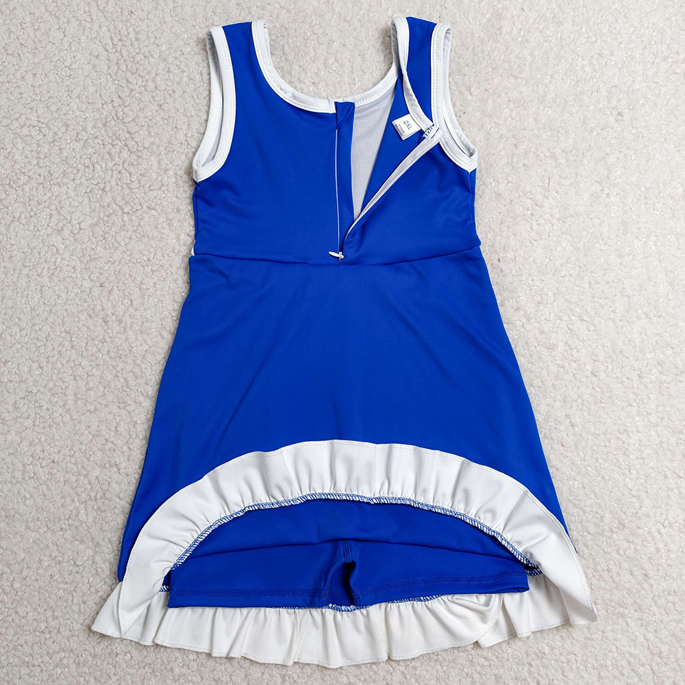 Baby Girls Dress Hot Blue White Sleeveless Yoga Active Short Knee Length Dress GSD4141