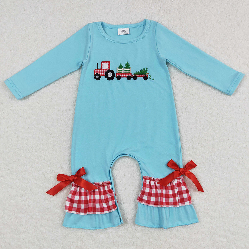 Christmas Tree Print Girls Romper Sibling Boys Jumpsuit LR0499