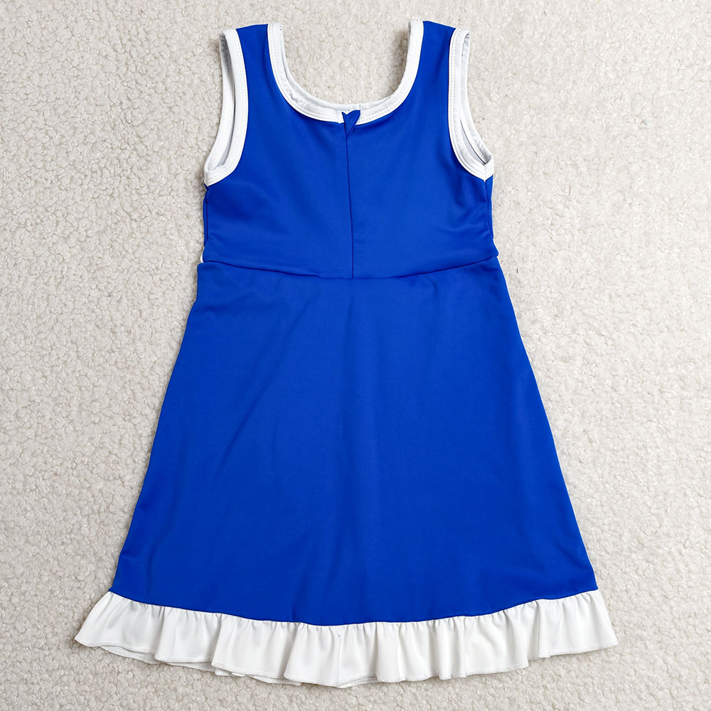 Baby Girls Dress Hot Blue White Sleeveless Yoga Active Short Knee Length Dress GSD4141