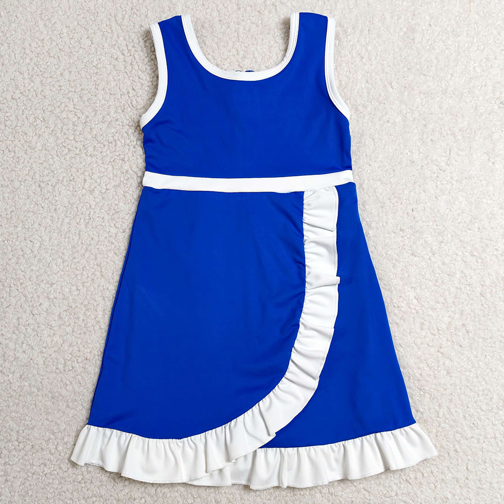 Baby Girls Dress Hot Blue White Sleeveless Yoga Active Short Knee Length Dress GSD4141