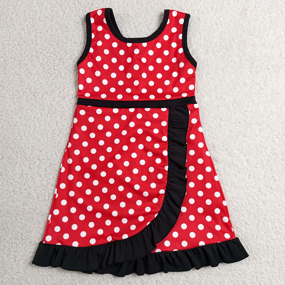 Baby Girls Dress Sleeveless Polka Dots Yoga Active Short Knee Length Dress GSD4128