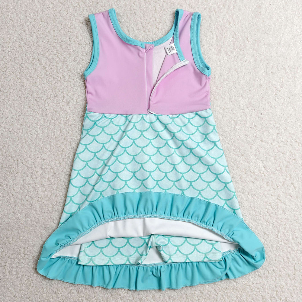 Baby Girls Dress Sleeveless Mermaid Yoga Active Short Knee Length Dress GSD4125