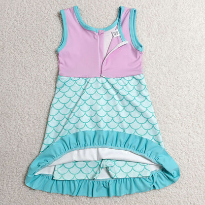 Baby Girls Dress Sleeveless Mermaid Yoga Active Short Knee Length Dress GSD4125