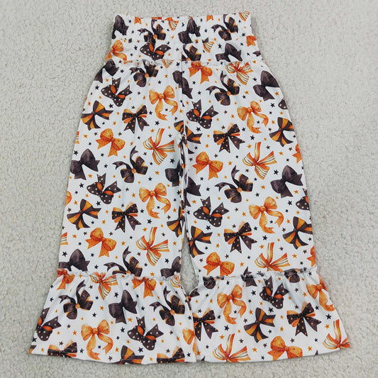 Baby Girls Black Orange Bows Stars Halloween Ruffle Flare Pants Bottom P1068
