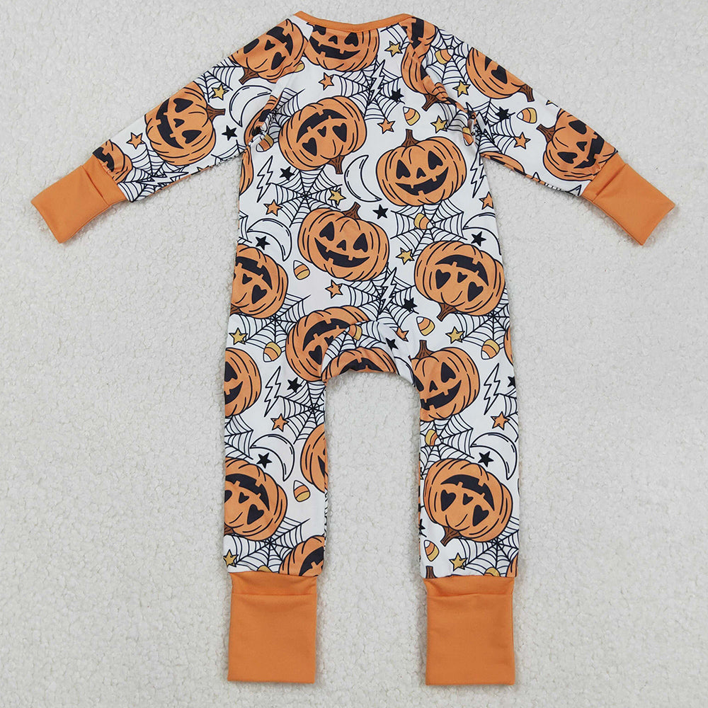 Baby Boys Rompers Spider Web Pumpkins Halloween Zipper Footie Rompers LR2528 9.2