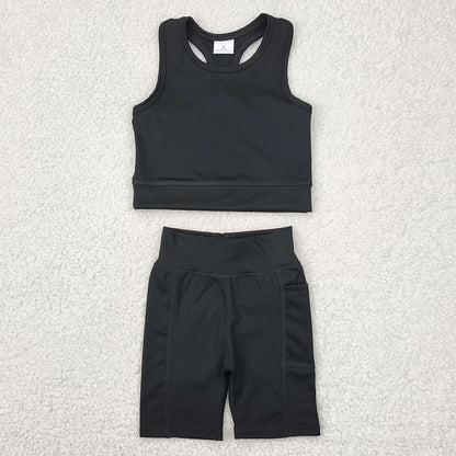 Baby Girls Clothes Black Athletic Active Wear Top Shorts Clothes Sets GSSO1517 4.10