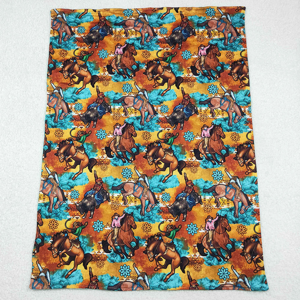 Baby Kids Blankets Toddler Children Western Horse Rodeos Minky Blankets BL0163 11.15