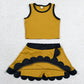 Baby Girls Clothes Gold Black Vest Scallop Skirt Short Yoga Active Clothes Set GSD4099