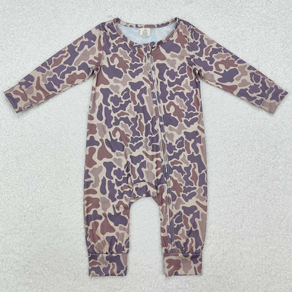 Baby Infant Boys Rompers Grey Camo Long Sleeve Zip Rompers LR2050