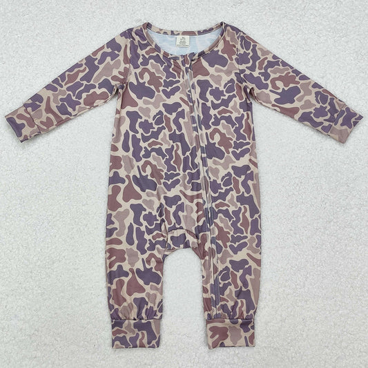 Baby Infant Boys Rompers Grey Camo Long Sleeve Zip Rompers LR2050