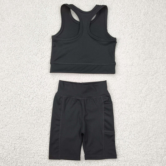 Baby Girls Clothes Black Athletic Active Wear Top Shorts Clothes Sets GSSO1517 4.10