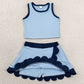 Baby Girls Clothes Blue Navy Vest Scallop Skirt Short Yoga Active Clothes Set GSD4082