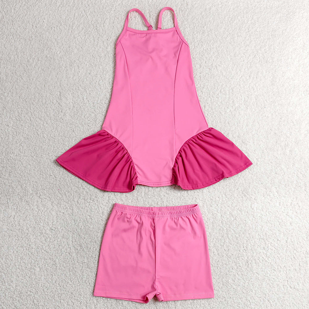Baby Girls Clothes Pink Strap Tunic Shorts Yoga Active Clothes Sets GSSO3259