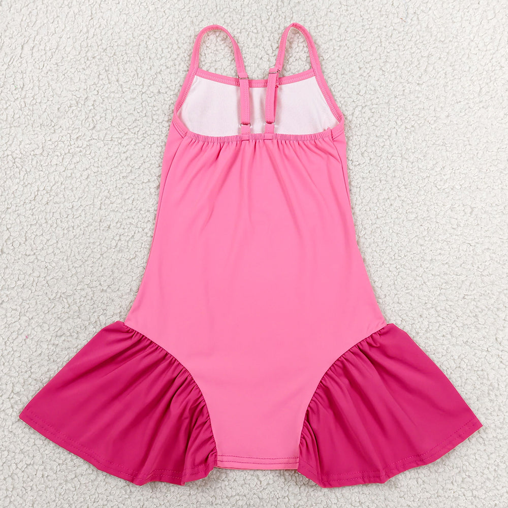Baby Girls Dress Pink Strap Yoga Active Shorts Knee Length Dresses GSD3688