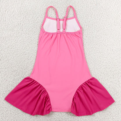 Baby Girls Dress Pink Strap Yoga Active Shorts Knee Length Dresses GSD3688