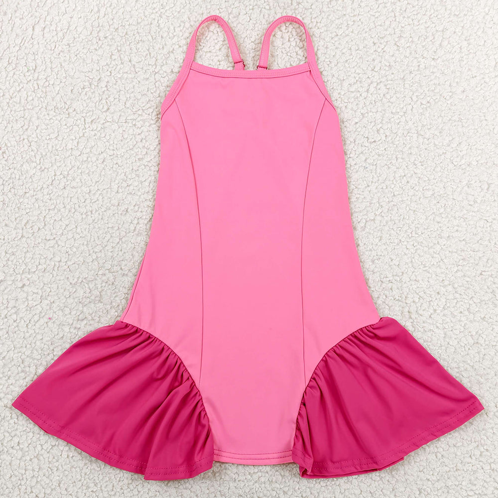 Baby Girls Dress Pink Strap Yoga Active Shorts Knee Length Dresses GSD3688