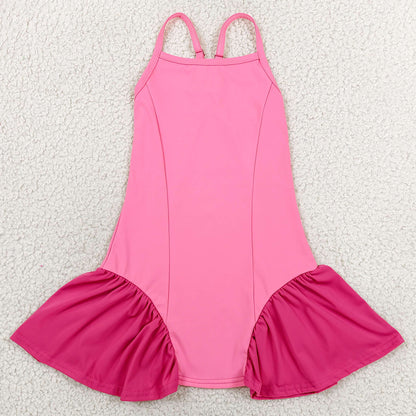 Baby Girls Dress Pink Strap Yoga Active Shorts Knee Length Dresses GSD3688