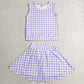 Baby Girls Clothes Lavender Checked Vest Scallop Skirt Short Yoga Active Clothes Set GSD4067