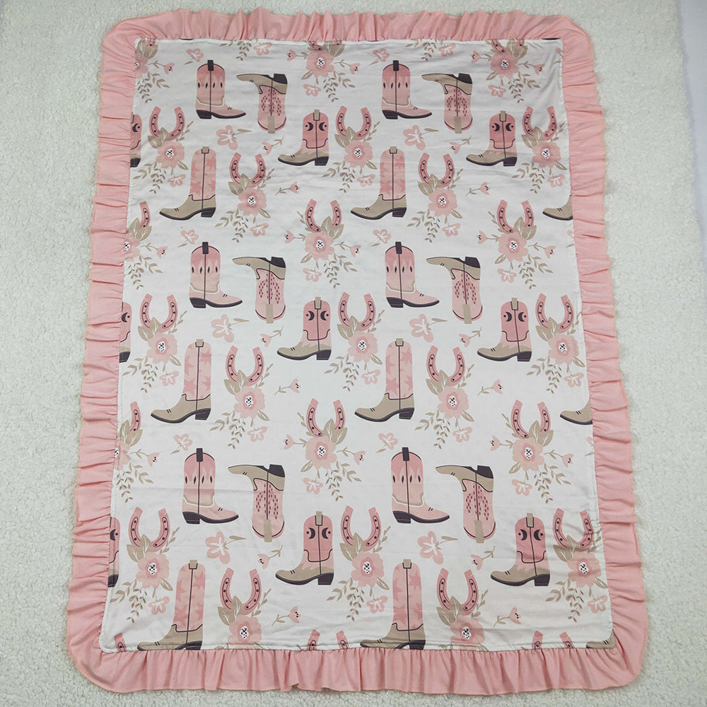 Baby Kids Blankets Pink Boots Horse Shoes Flowers Western Blankets BL0246