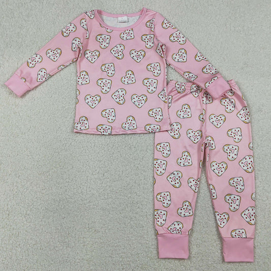 Baby Girls Pajamas Pink Donuts Hearts Top Pants Valentines Pajamas Sets GLP3245 1.5