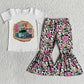 Baby Girls Clothes Short Sleeve Bell Bottom Pants Love Heart Girls Outfits E13-26