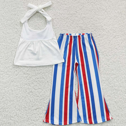 July 4th Baby Girls Clothing American Babe Stripe Bell Pants Sets GSPO0655