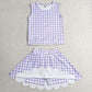 Baby Girls Clothes Lavender Checked Vest Scallop Skirt Short Yoga Active Clothes Set GSD4067