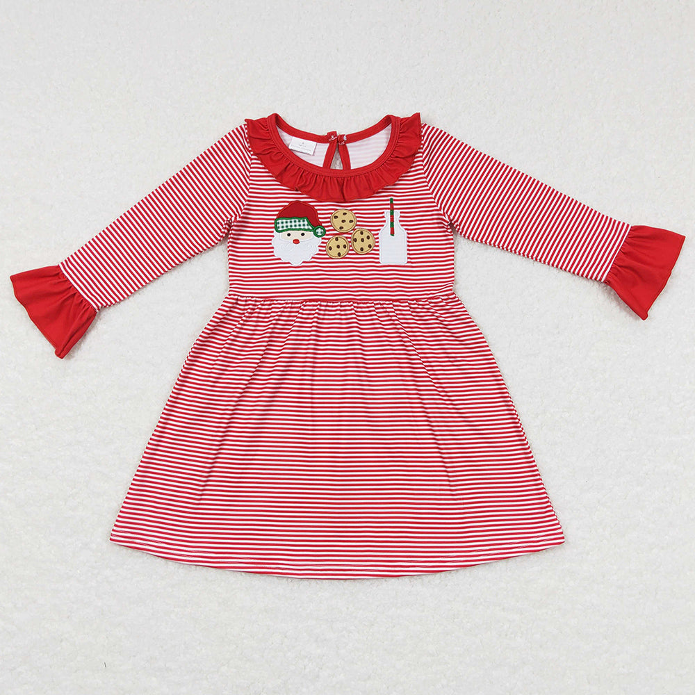 Baby Girls Dress Christmas Santa Cookie Long Sleeve Knee Length Dresses GLD0411