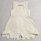 Baby Girls Dress Sleeveless Yellow Checked Yoga Shorts Short Scallop Knee Length Dresses GSD3027