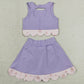 Baby Girls Clothes Lavender Sleeveless Vest Bows Skirt Shorts Yoga Active Scallop Clothes Sets GSD3323
